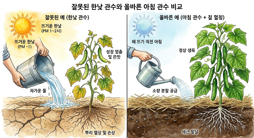 여름 오이 쓴맛 방지를 위한 올바른 관수 타이밍