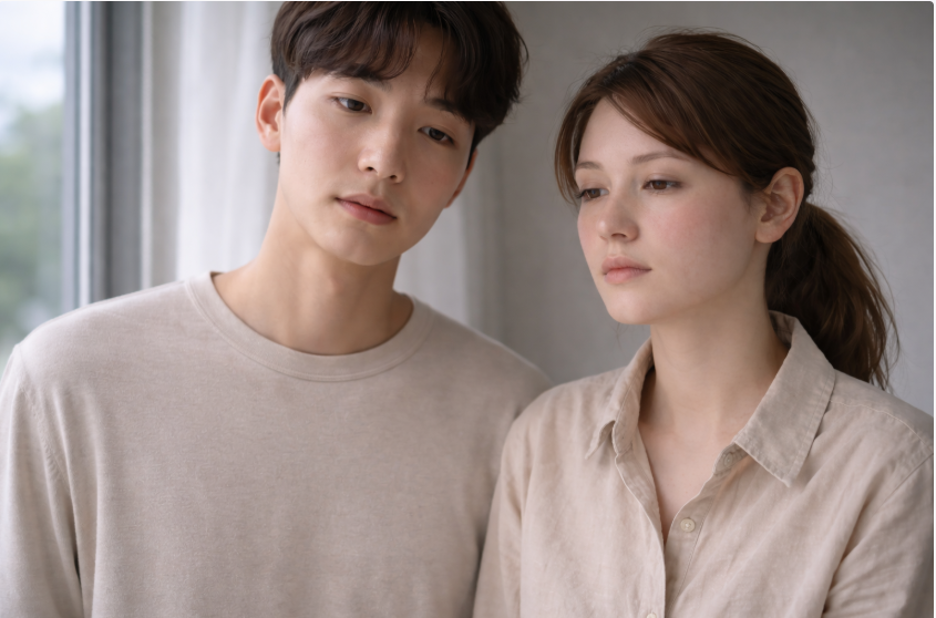 창가 옆 여성 남성 AI 이미지