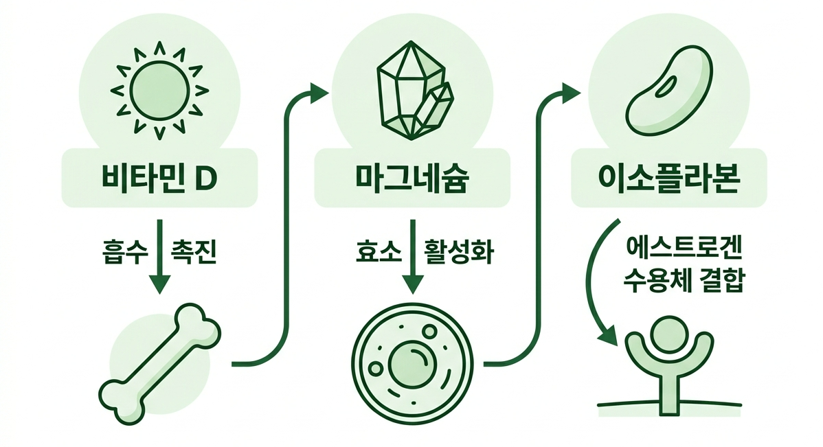 갱년기 영양소 흡수 메커니즘 인포그래픽