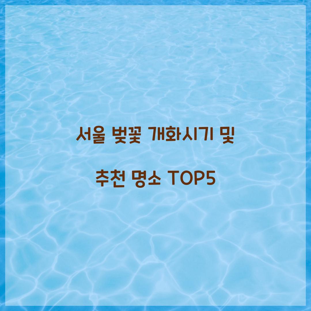 서울 벚꽃 개화시기