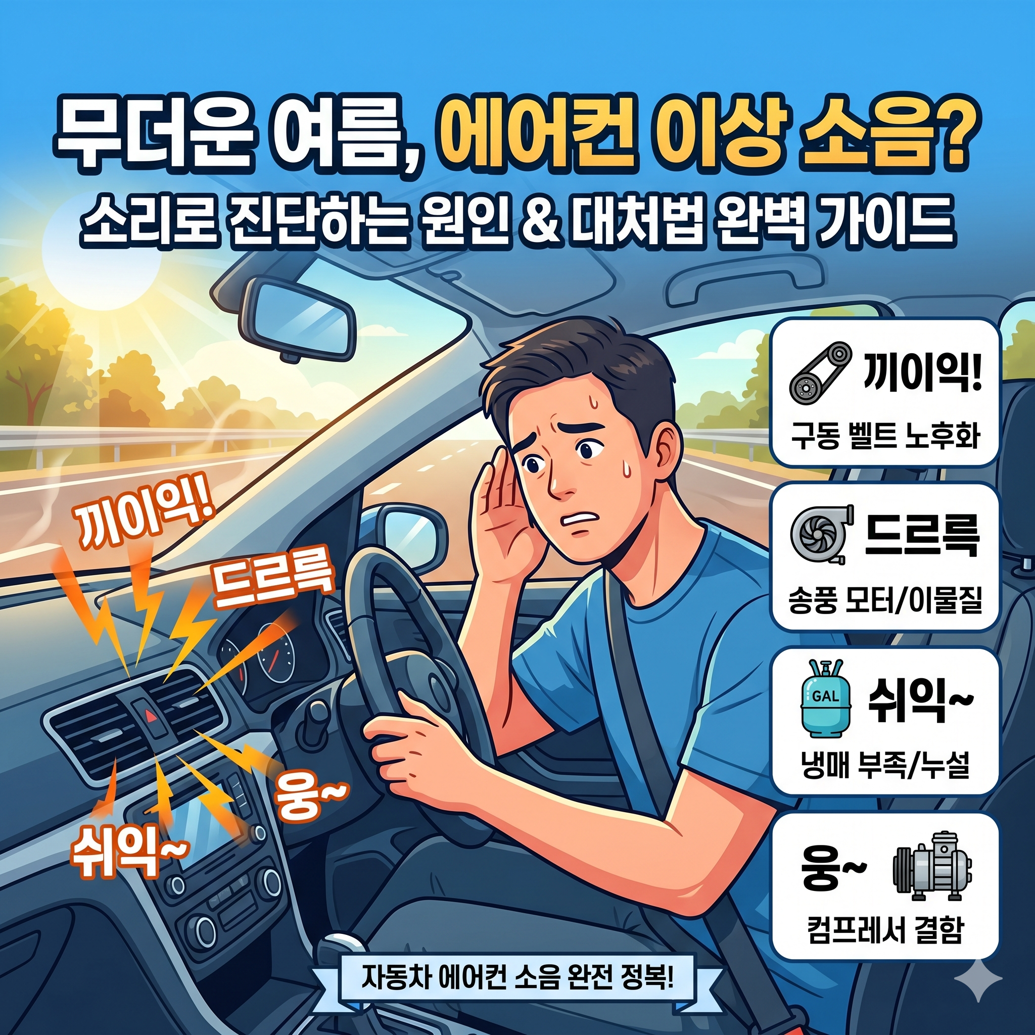 자동차 에어컨 소리 원인별 증상과 수리비 해결 방법 총정리
