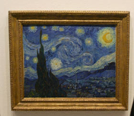 Museum of Modern Art 에 전시중인 빈센트 반 고흐의 별이 빛나는 밤에 작품 사진입니다.