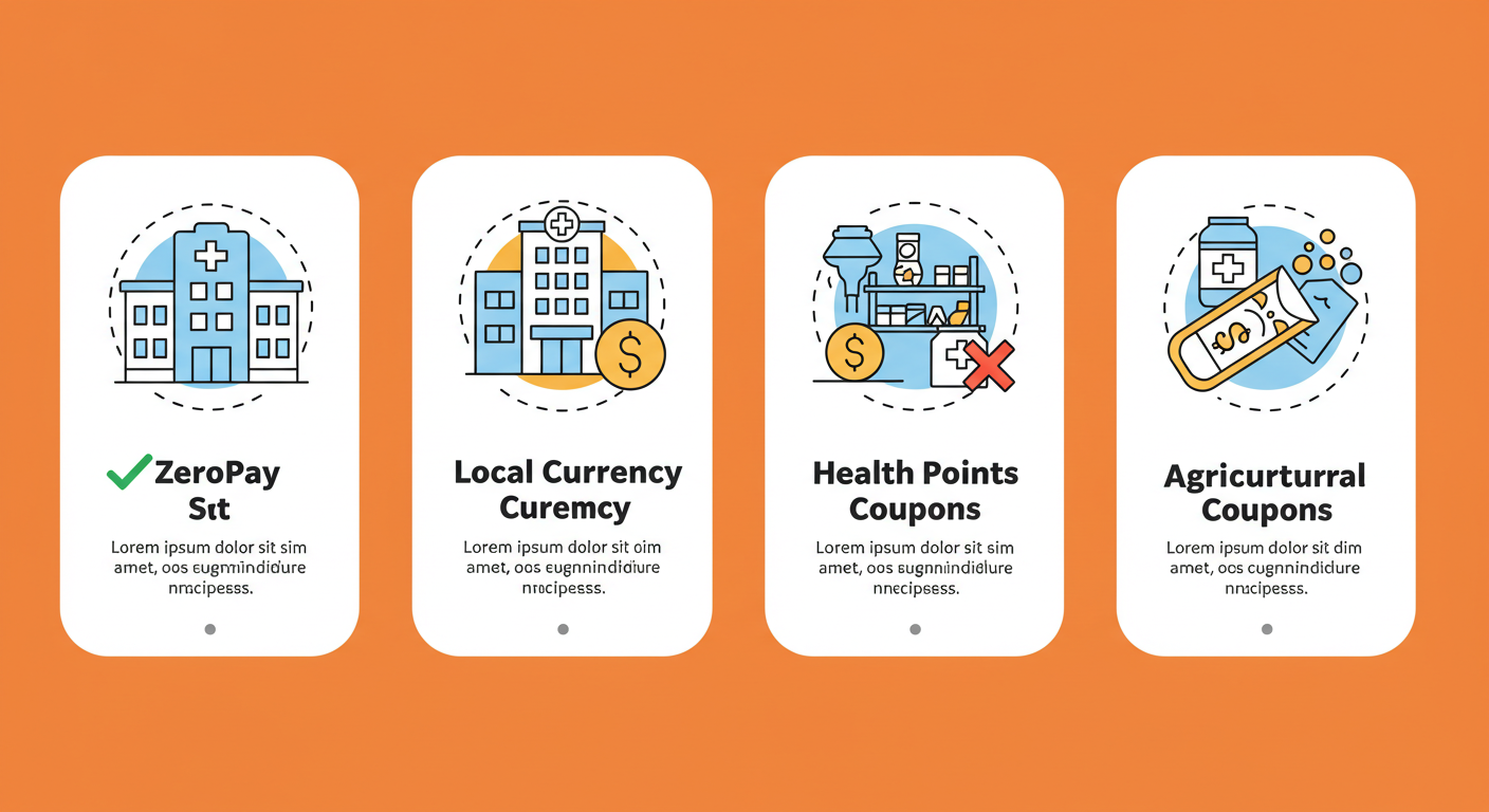 병원과 약국에서 사용 가능한 소비쿠폰 유형을 구분한 일러스트