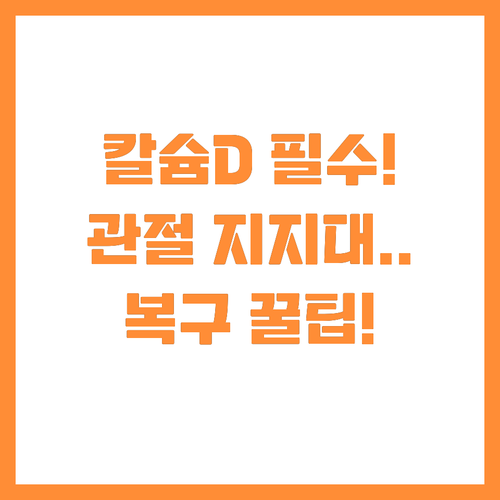 칼슘과 비타민D는 세트 무너진 관절 ..