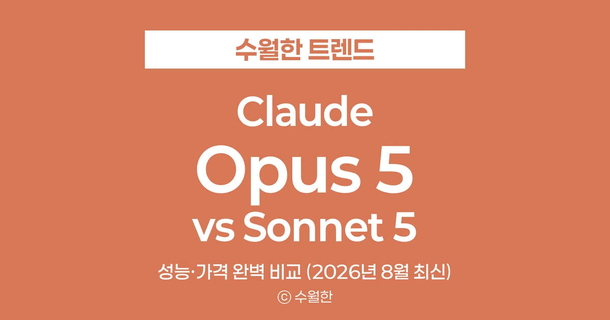 Claude Opus 5 vs Sonnet 5 차이: 성능, 가격 완벽 비교 (2026년 8월 최신) 대표 썸네일