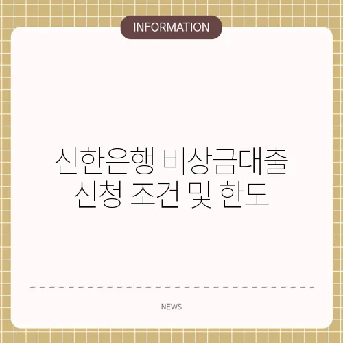 신한은행 비상금대출 신청 조건 및 한도