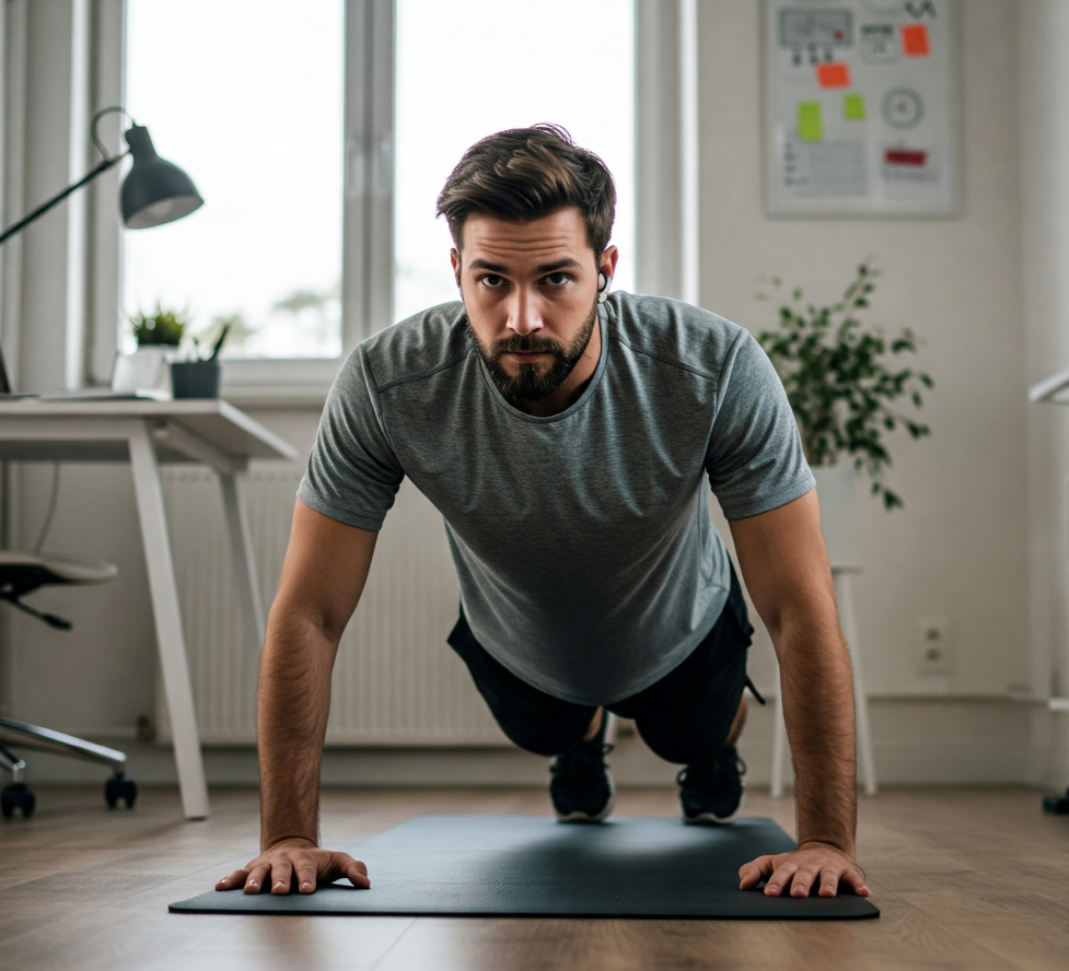 집에서 운동하는 직장인