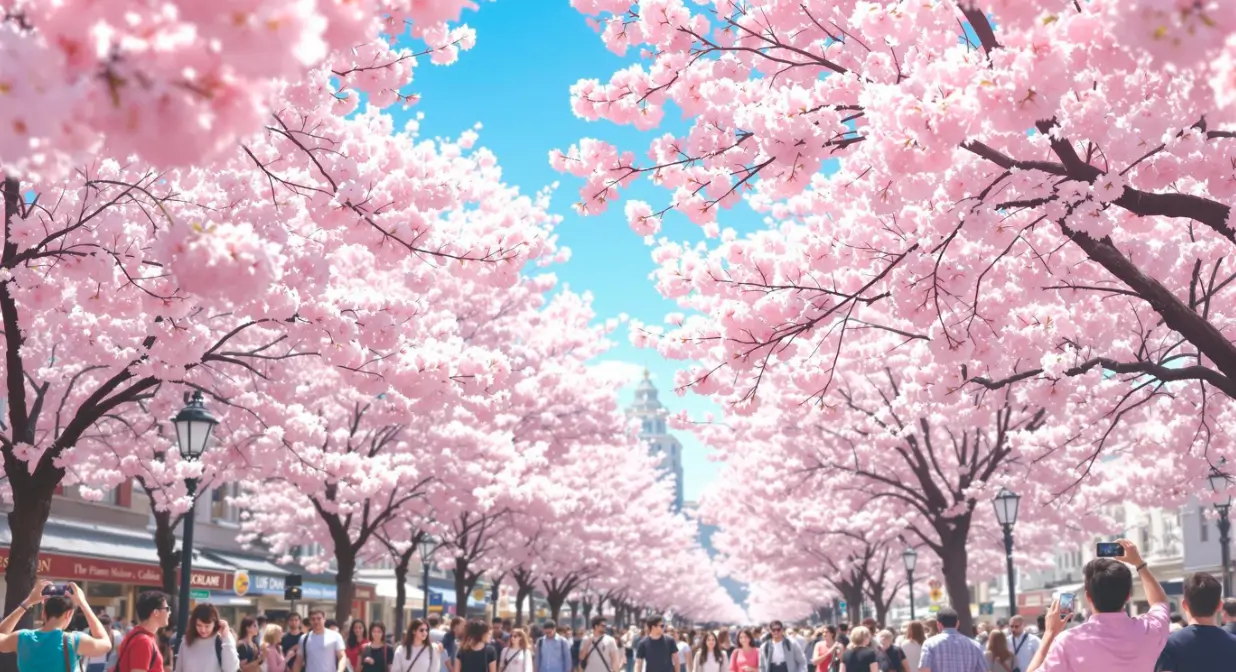 화창한-봄-벚꽃-사람들