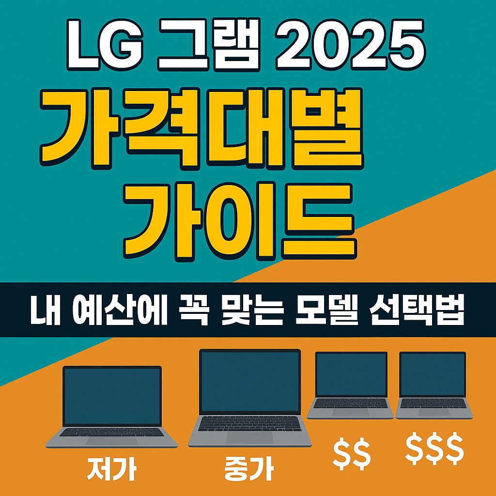 LG 그램 2025 모델들을 가격대 구분하여 추천하는 구매 가이드 이미지