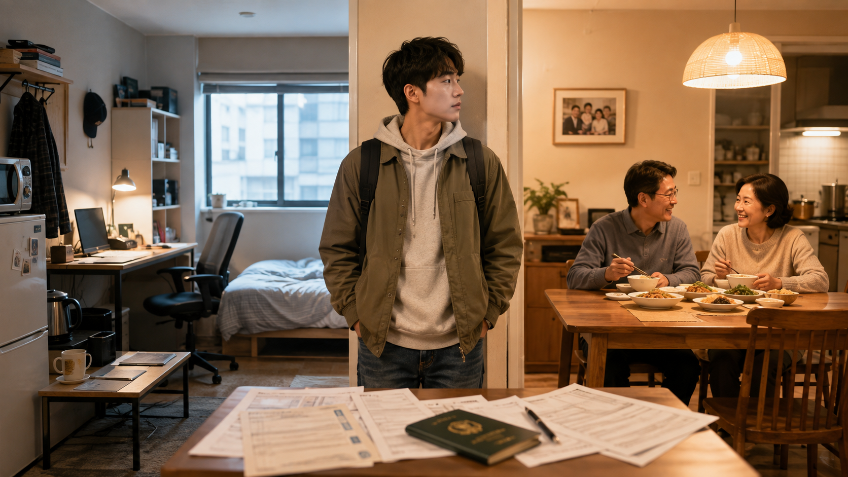 청년가구와 부모 원가구를 분리해 보여주는 독립가구 개념 이미지