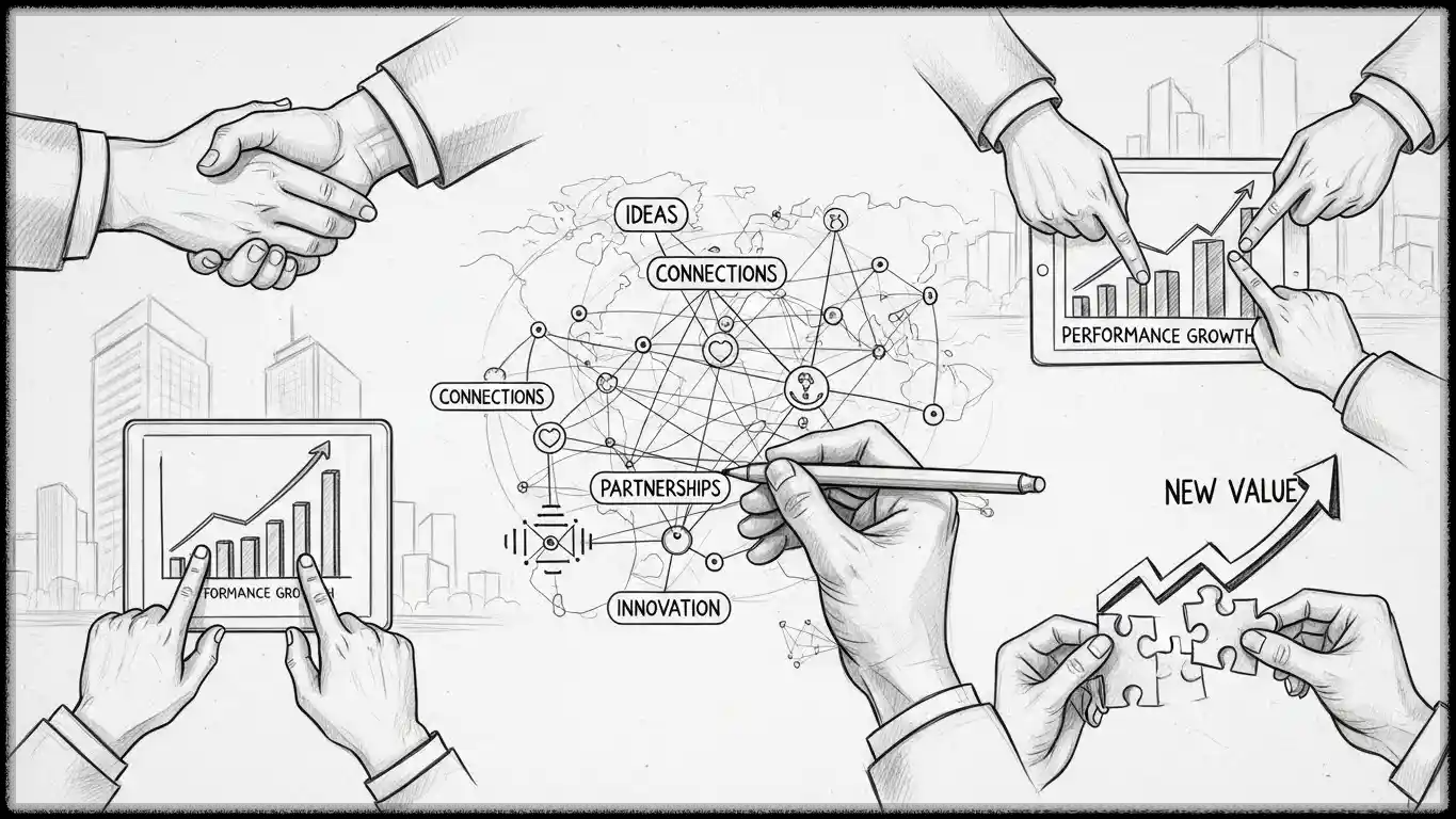 <img src="networking_collaboration_creating_new_value.webp" alt="네트워킹과 협업 전략으로 인맥을 신뢰 자산으로 바꾸며 성과를 극대화하는 과정 이미지 입니다">