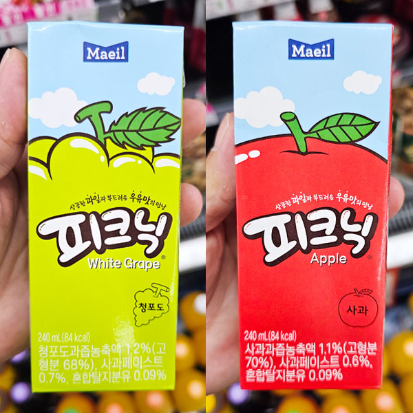 피크닉 사과맛 vs 피크닉 청포도맛 국민 음료 칼로리, 먹는방법 비교하기