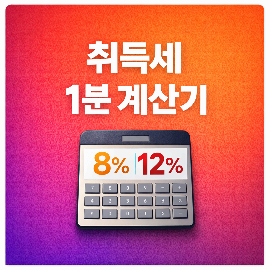 취득세 1분 계산기|지금 계약하면 8%·12%