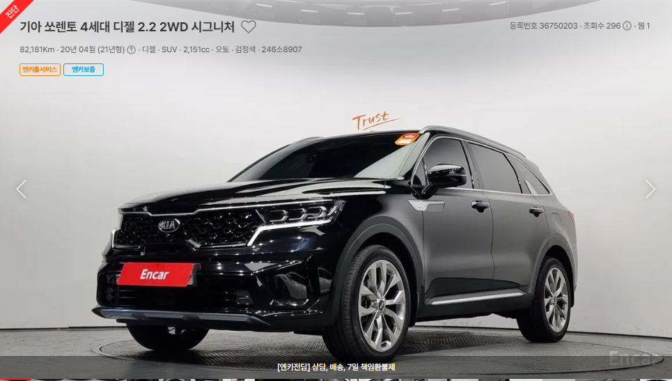 엔카에서 괜찮은 쏘렌토 찾아보기(7)