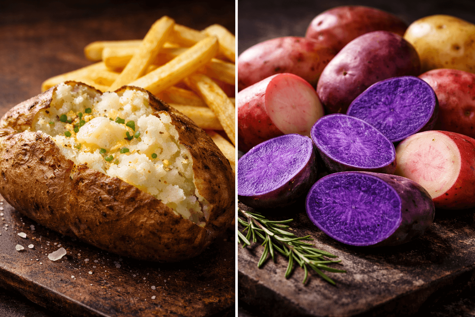 대서감자와 자색&middot;홍감자 영양 비교