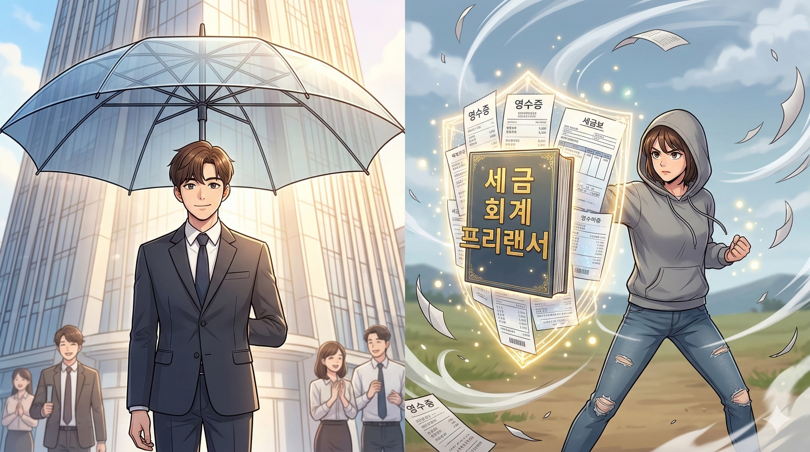 회사의 우산과 프리랜서의 영수증 마법 방패 대비