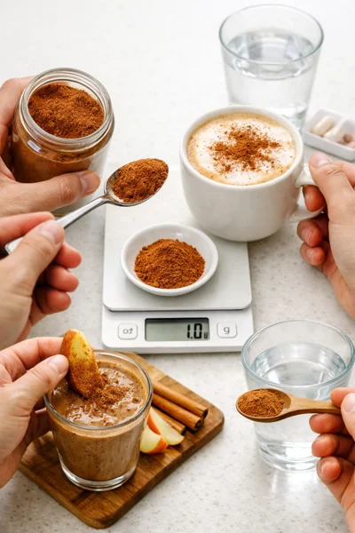 계피가루 물에 타는 모습