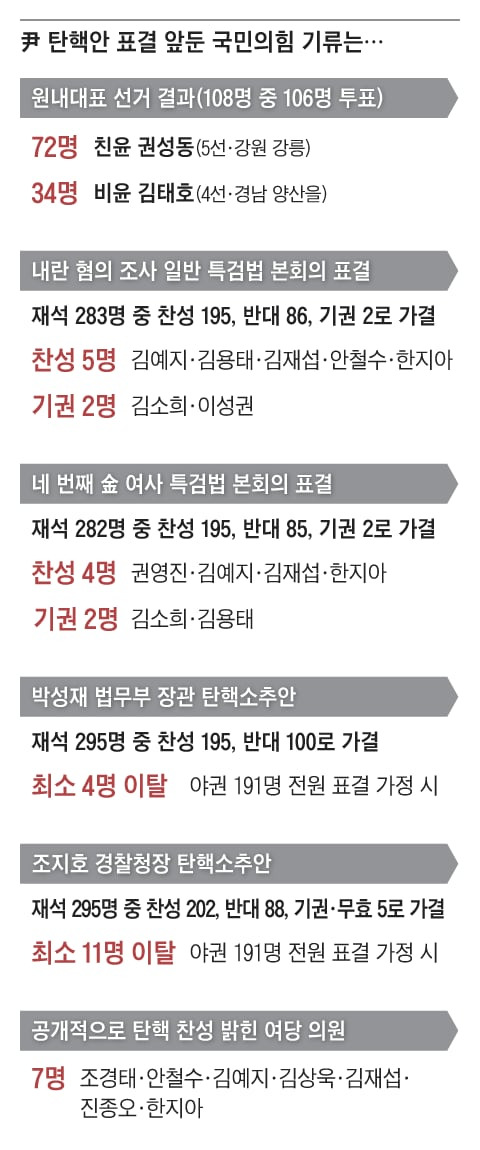 탄핵 찬성 국민의힘 의원