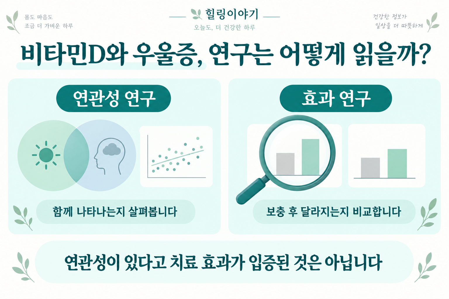 비타민D와 우울증 연관성 연구와 보충 효과 연구의 차이