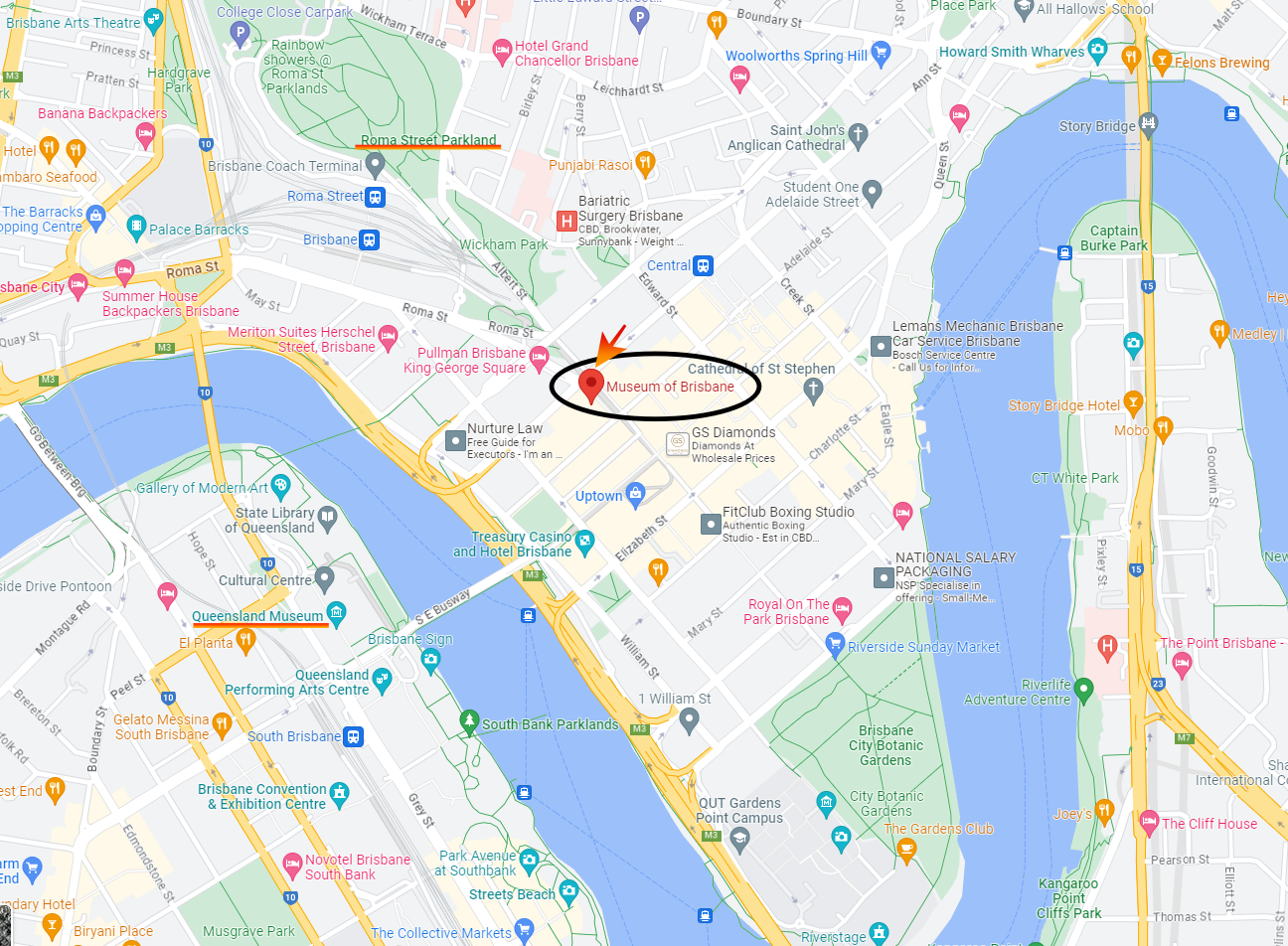 브리즈번 박물관 지도