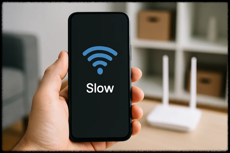 스마트폰으로 인터넷 속도를 측정하는 모습