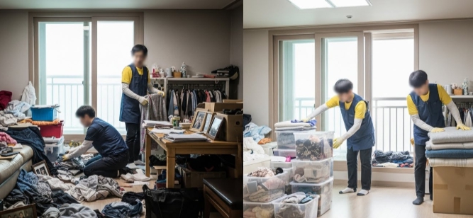 속초 고독사청소중 모습