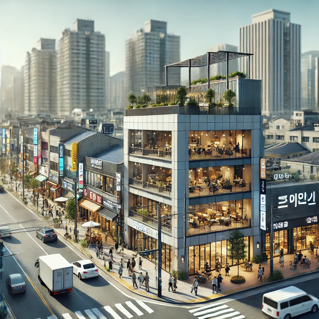 상업지역 내 현대적인 건물 외관