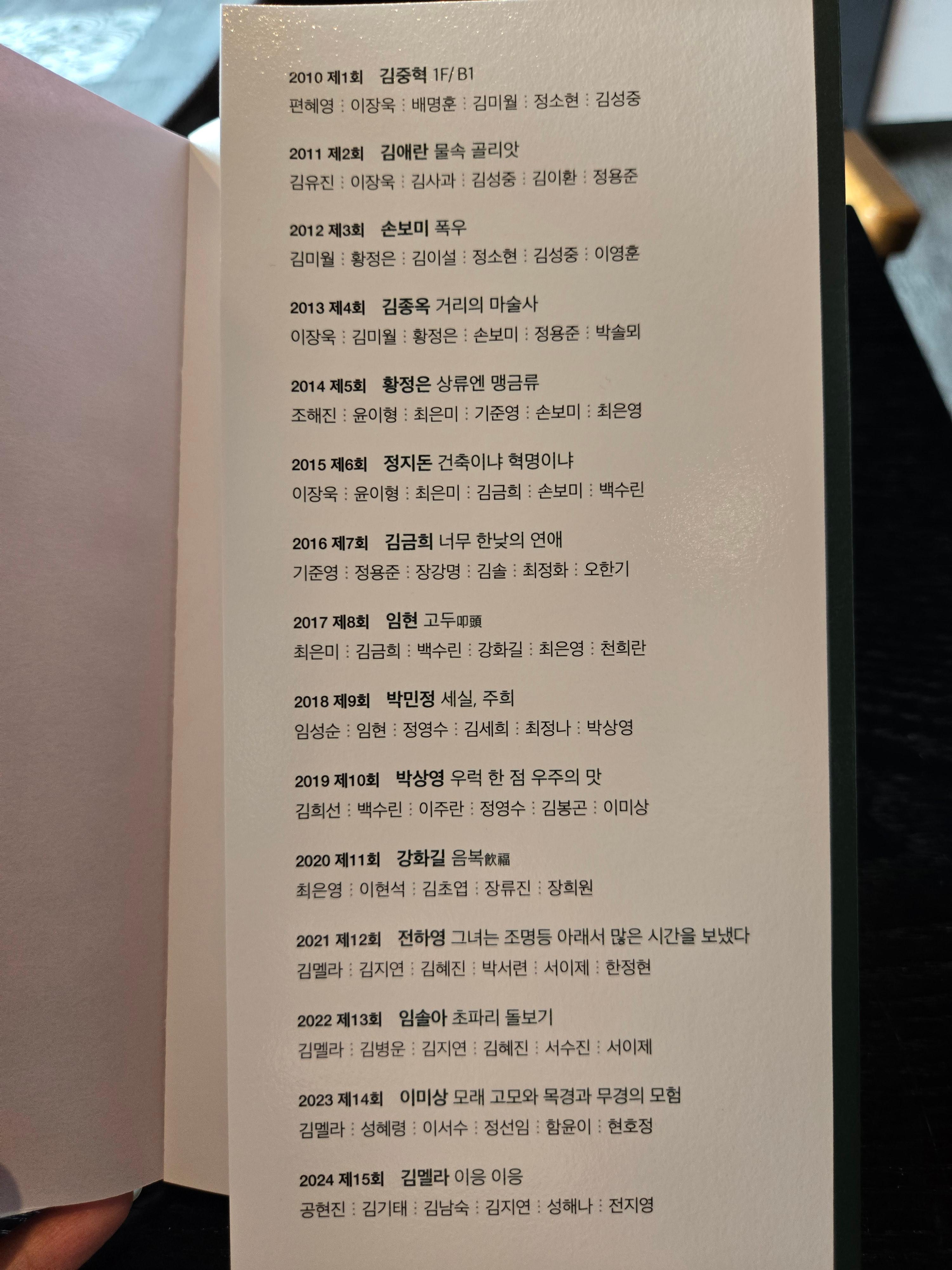 젊은작가상수상작품집-1회부터-15회까지-목록