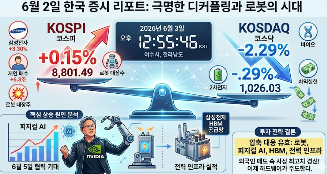 6월 2일 한국 증권시장을 한눈에 보여주는 이미지