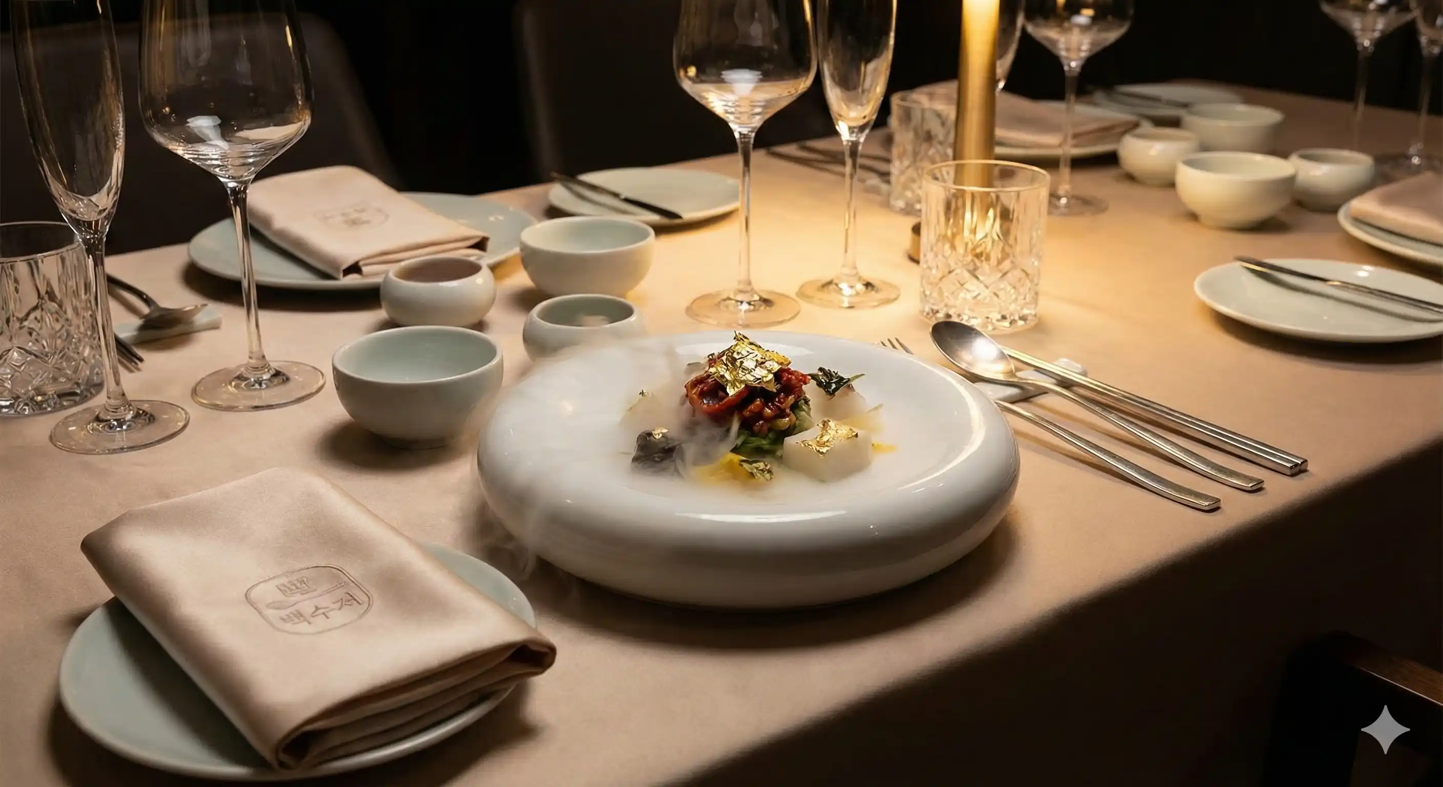 고급스러운 파인 다이닝 플레이팅 사진