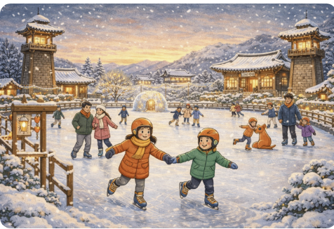 안동 산성마을 겨울나라｜한국문화테마파크 야외 스케이트장 무료 개장 관련 사진