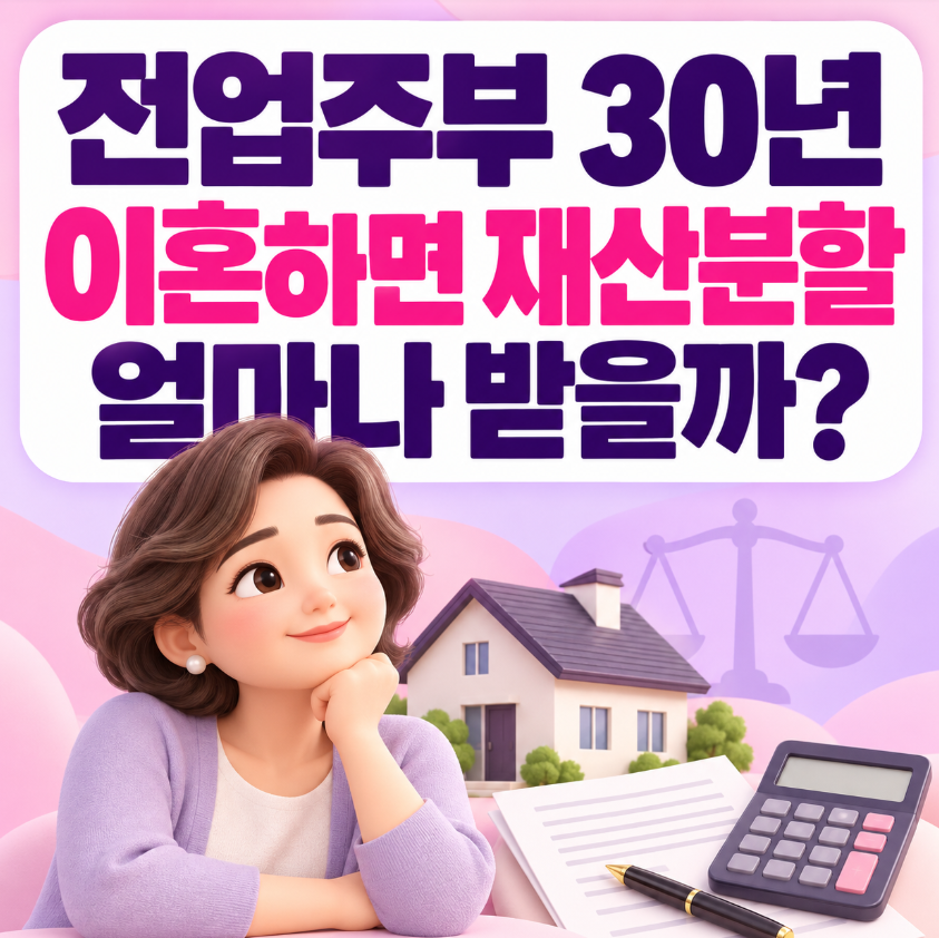 전업주부 30년 살고 이혼하면 재산분할 얼마나 받을까?|아파트·퇴직금·기여도 총정리