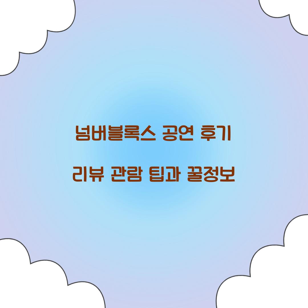 넘버블록스 공연 후기 리뷰