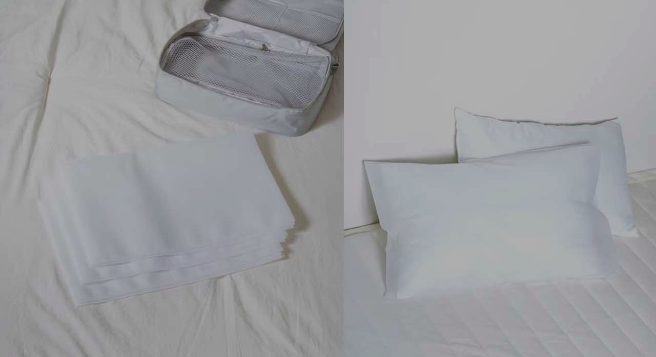 호텔 베개 위에 흰색 일회용 베개 커버를 씌워 둔 모습이다. [ⓒ다이소몰 공식 홈페이지]