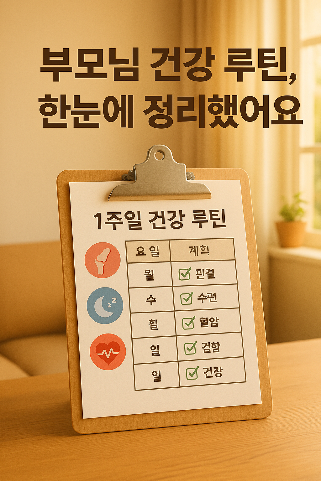 1주일 건강 루틴 플래너 무료 공유: 부모님 건강 실천을 도와주세요