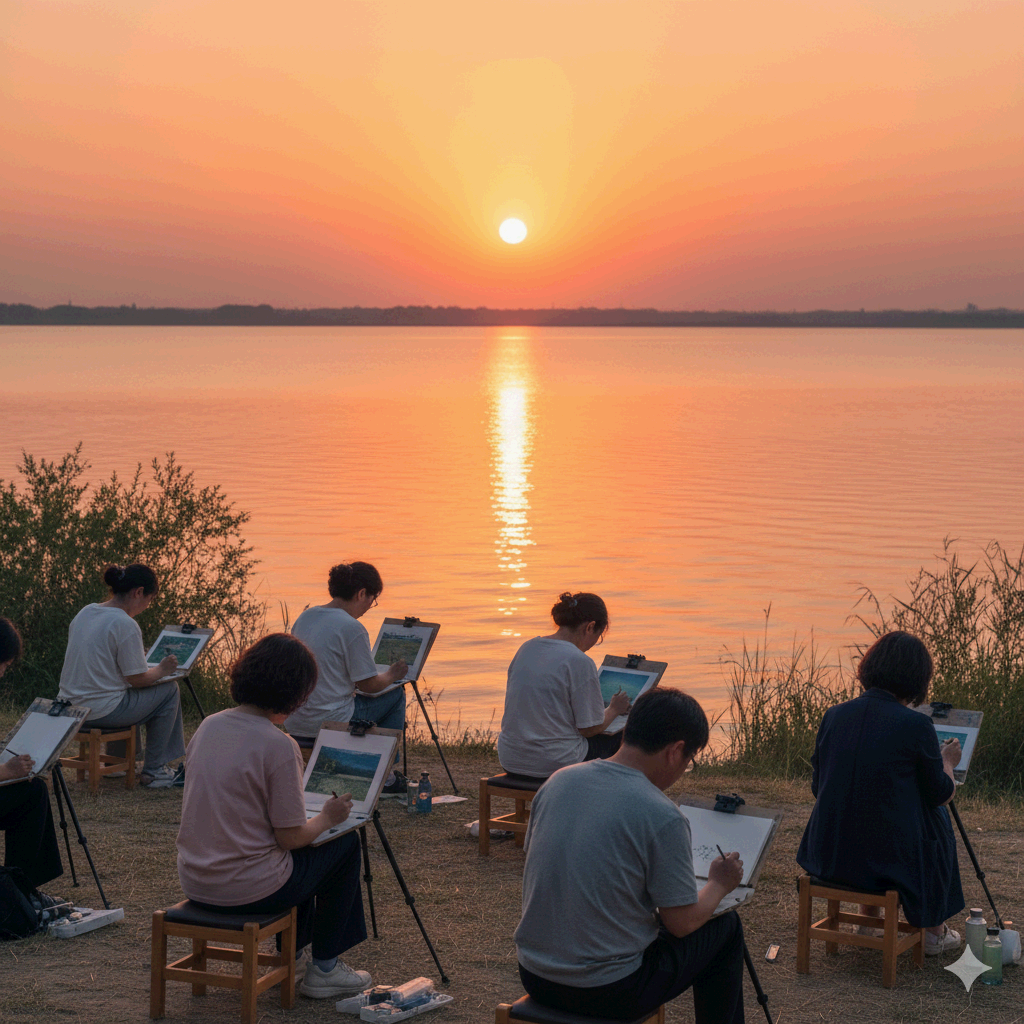 충북 문화예술교육 축제 대청호 힐링 스케치 프로그램 참가자들