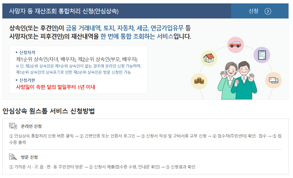 안심상속원스톱서비스-신청-화면