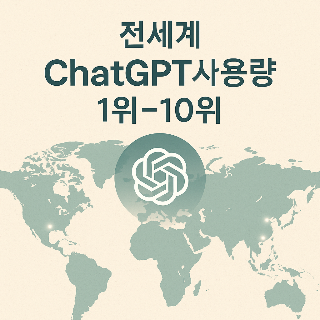 2025년 ChatGPT 사용량 상위 10개국 세계지도 썸네일 ❘ World map showing top 10 countries using ChatGPT in 2025