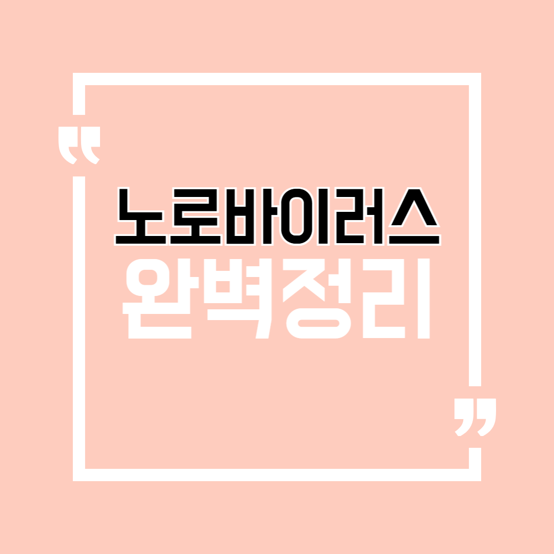 노로바이러스 완벽정리