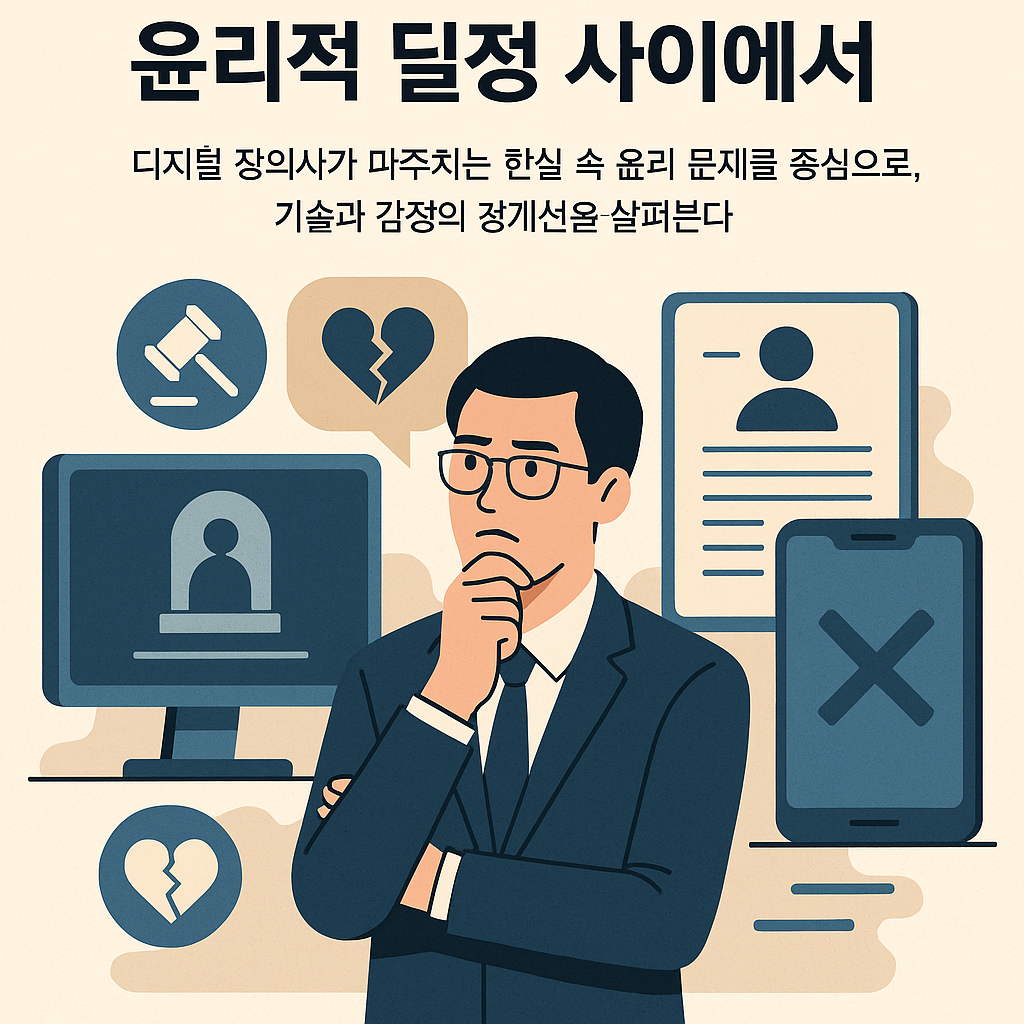 디지털 장의사의 윤리적 갈등을 표현한 이미지