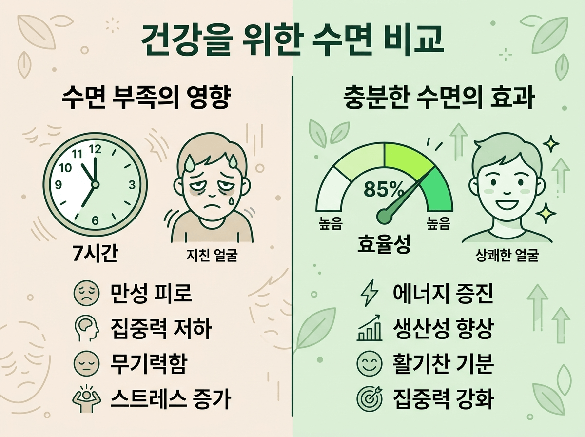 수면 시간 vs 수면 질 비교 일러스트