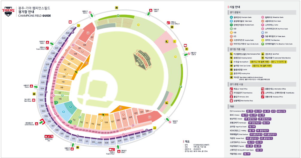 기아 챔피언스필드 좌석 배치도