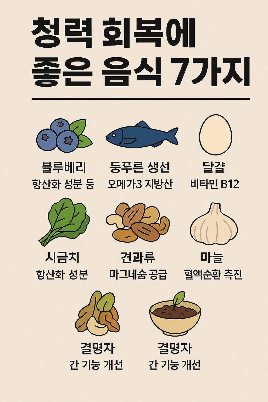 청력 회복에 좋은 음식 7가지 ❘ 이명·난청·귀울림에 도움되는 영양소 총정리