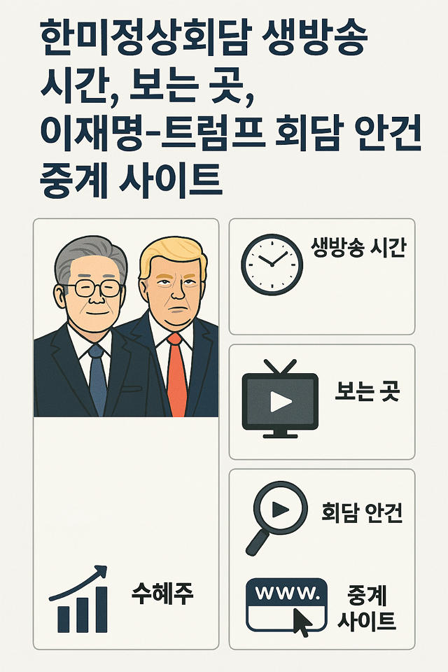 한미정상회담 생방송 시간, 보는 곳, 이재명-트럼프 회담 안건, 중계 사이트