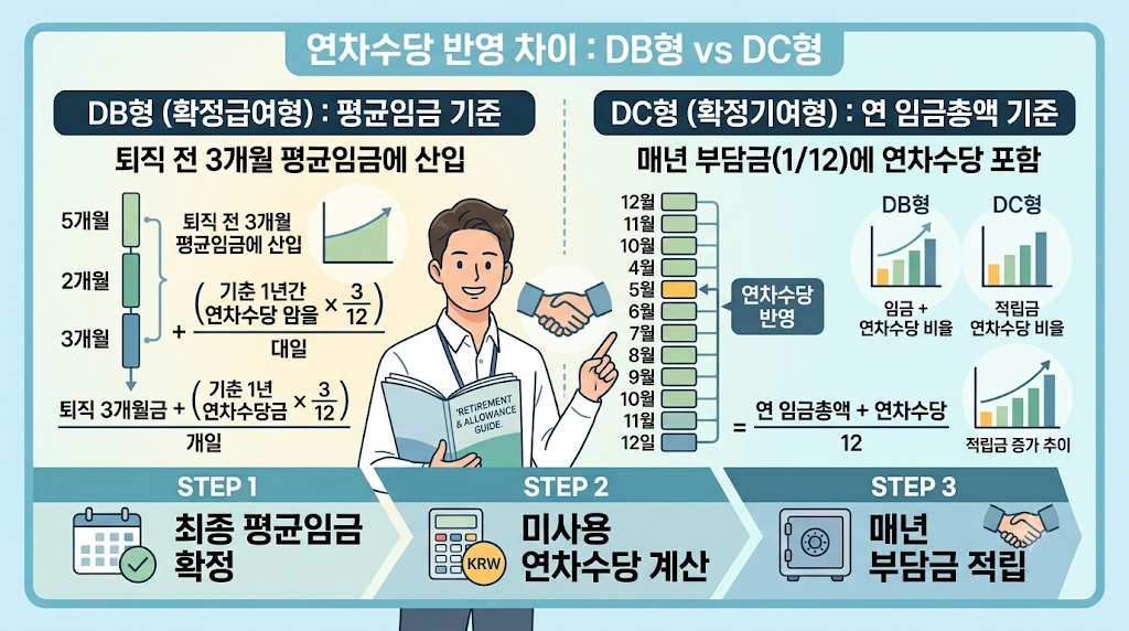 연차수당 반영의 차이점 : DB형 VS DC형