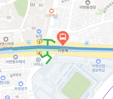 아현역에서 인천공항 리무진 공항버스(6002번) 지도 위치