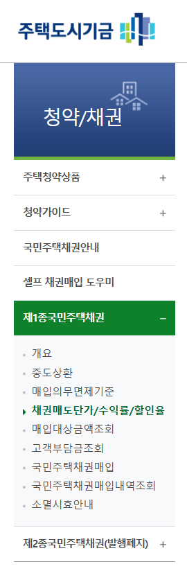 주택도시기금 메뉴 안내