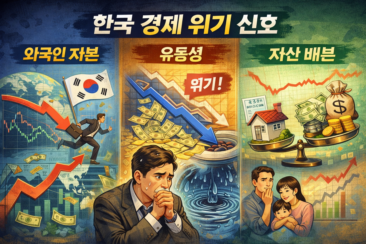 한국 경제 위기 신호 (외국인 자본, 유동성, 자산 배분)