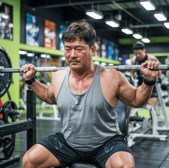 근력운동을 하고 있는 30대 남성