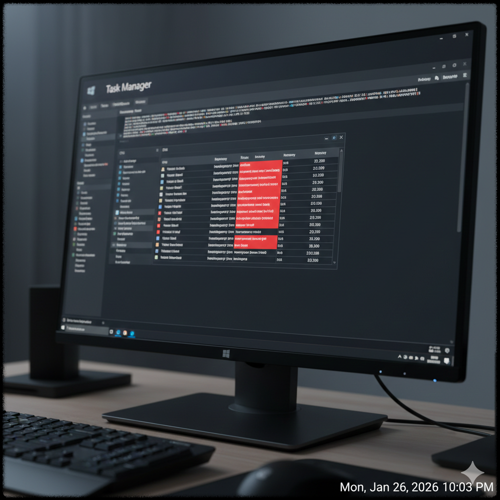 작업 관리자에서 메모리 점유율이 높은 앱을 확인하는 모습